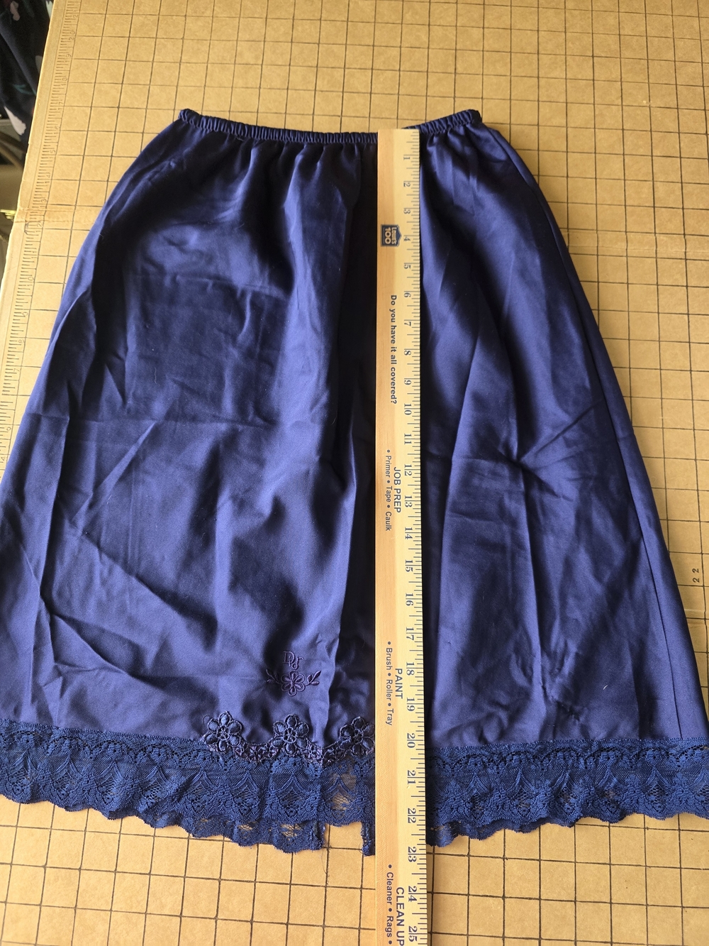 Christian Dior Vintage Navy Half Slip S  Lace Hem, Embroidered Dior Logo, ILGWU - Picture 14 of 14